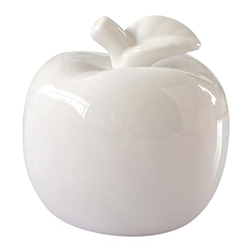 PRETYZOOM Apple Ceramic Statue Apple Figurine Decoration Sculpture Creative for Home Decor Christmas Decoration White