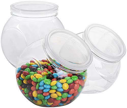 TOPZEA 3 Pack Candy Jars with Lids 46 Oz Plastic Candy Jar Clear Cookie Container Wide Mouth Opening Kitchen Countertop Jars for Candies Jelly Beans cookies Snack Storage