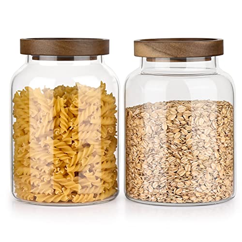 Yangbaga 2PCS Large Glass Storage jar  86 FL Glass Food Canister Container with a Sealed Lid  BPAFree Grain Dispenser Container for FlourPet SnacksEggCoffeeCandy