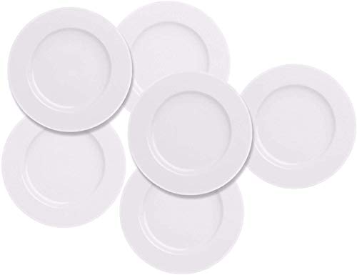 Salad Dessert Plate 75inch White Porcelain Dinner Set of 6 with Round Flat Design Good for the Gift