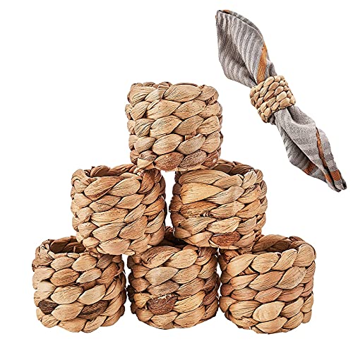 BEIBANG Rustic Napkin Rings Set of 6 Woven Napkin Rings Holder by Handmade Farmhouse Napkins Rings for Holiday Wedding Dining Room Party and Table Decoration