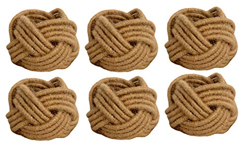 Kaizen Casa Set of 6 Classic Braided Jute Burlap Napkin Rings (Cream 6)