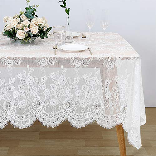 Rustic Vintage Lace Tablecloth 60x120 White Floral Table Cloths Baby Shower Chic Embroidered Rectangle Table Decorations