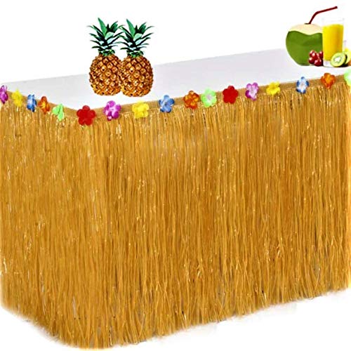 King Luau Grass Table Skirt  9ft x 29in Luau Table Skirt  Raffia Style Fringe Party Decoration for Tiki Tropical Hawaii or Moana Themed Birthday Graduation or Costume Party  Hawaiian Table Skirt