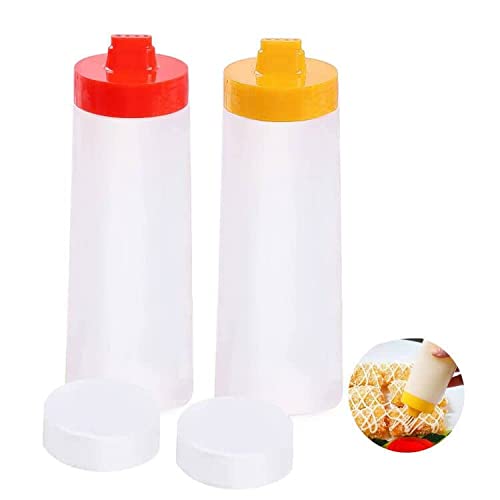 Poitemsic Condiment Squeeze Bottles 4 Holes Drizzle Bottle With Lid Sauce Dispenser Container For Sauces Salad Dressing Ketchup Chocolate Frosting Icing Candy Kitchen Baking2pack