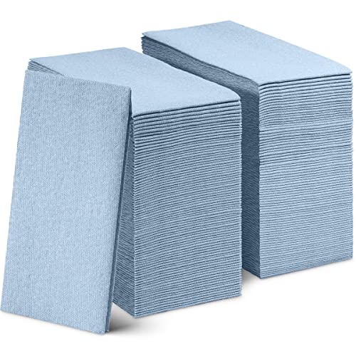 Disposable ClothLike Paper Napkins 100 Pack 12 x 17 LinenFeel Blue Denim Dinner Napkins For Wedding Party Kitchen Or Bathroom