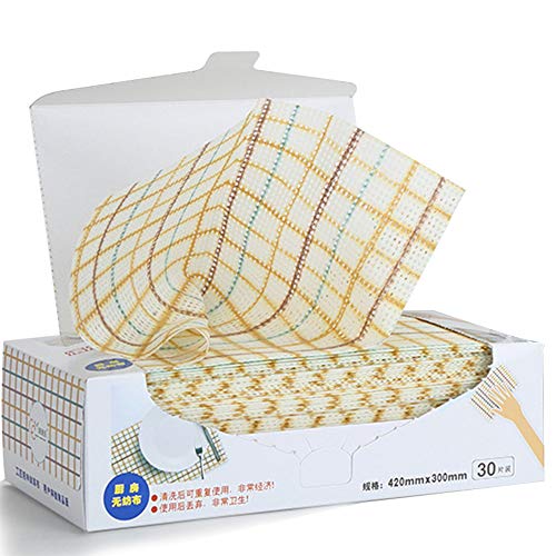 HONEYJOY Cleaning Towels Disposable Dish Cloths Nonstick Fiber Cleaning Wipes House Cleaning Cloth Wiping Rags Absorbent Dry Quickly A Box of 30 Pcs