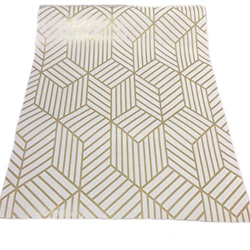 Gold and Beige Geometry Stripped Hexagon Adhesive Decorative Contact Paper Removable Shelf Drawer Liner Sticker Vinyl Film Wall Arts and Crafts Decor 177 inch by 98 Feet(Gold)