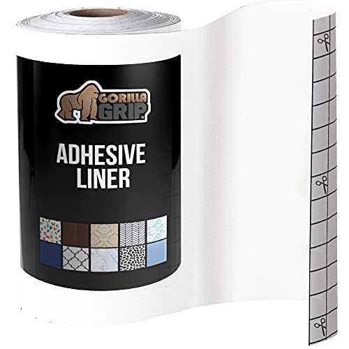 Gorilla Grip Peel and Stick Adhesive Removable Liner for Books Drawers Shelves and Crafts Easy Install Kitchen Decor Paper Contact Liners Cover Book Drawer Shelf 118 in x 10 FT Roll White