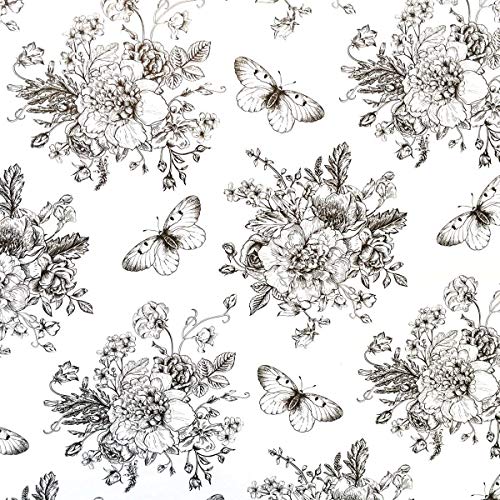 Self Adhesive Vinyl White and Black Vintage Floral Shelf Liner Contact Paper for Cabinets Dresser Drawer Furniture Walls Decal 177X117 Inches