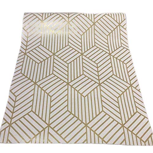 White and Gold Geometry Stripped Hexagon Peel and Stick Contact Paper self Adhesive Wallpaper Removable Vinyl Film Decorative Shelf Drawer Liner Sticker 118 inch x177 inch