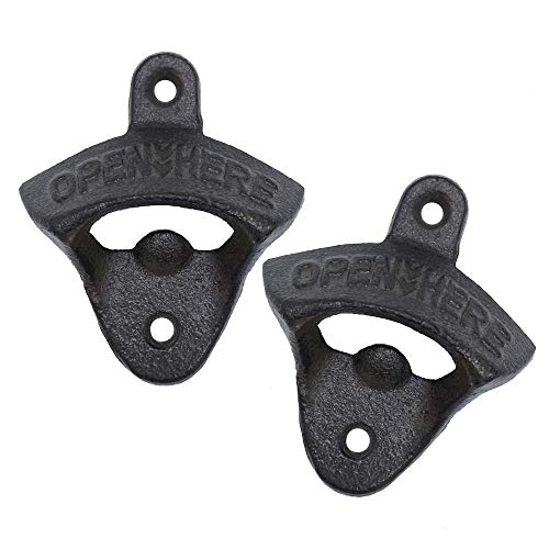 Wall Mount Bottle Opener 2 PACK Vintage Style Cast Iron Beer Bottle Opener Wall Mounted by Lofekea