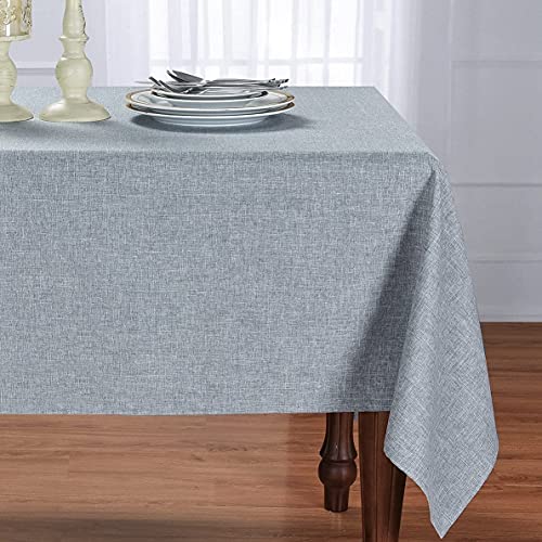 HOMCHIC Faux Linen Square Tablecloth  Washable Spillproof Easy Care Wrinkle Resistant Thick Indoor and Outdoor Table Cloths Premium Polyester Fabric60 x 60 Inch  Square  Slate Grey