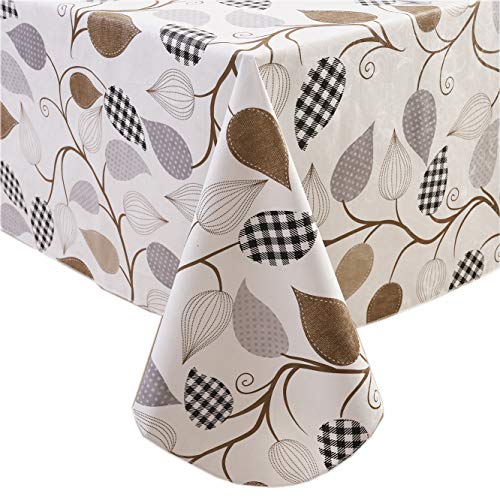 Heavy Duty Vinyl Tablecloth with Flannel Backing Waterproof OilProof PVC Table Cloth StainResistant Wipeable Rectangle or Square Table Cover for Indoor and Outdoor (Leaves 60X60 Inch)