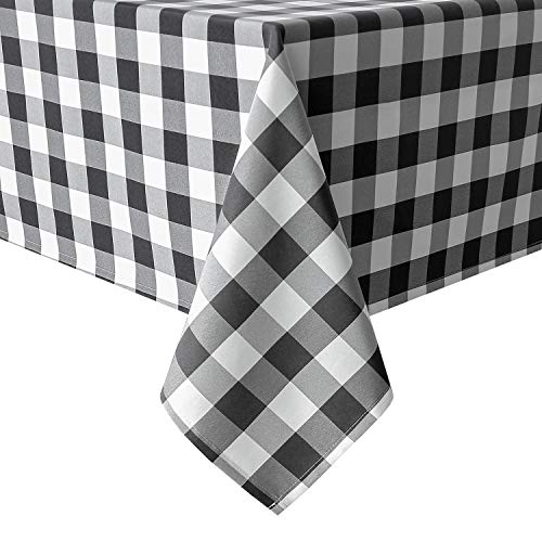 Hiasan Checkered Square Tablecloth  Stain Resistant Waterproof and Wrinkle Resistant Washable Table Cloth for Dining Room 60 x 60 Inch Black and White Gingham Pattern