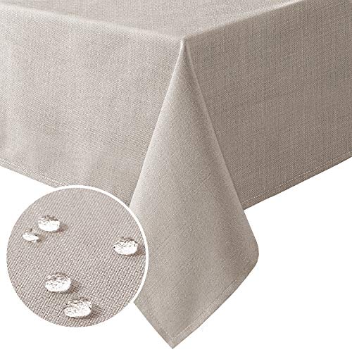 Linen Textured Table Cloths Square 60 x 60 Inch Premium Solid Tablecloth SpillProof Waterproof Table Cover for Dining Buffet Feature Extra Soft and Thick Fabric Wrinkle Free Taupe