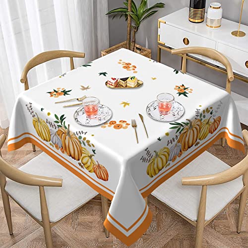 Square Fall Tablecloth Thanksgiving TableCloth  Waterproof wipeable Table Cover 60x60 for Kitchen Dining Room Indoor Outdoor