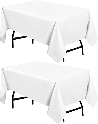 Utopia Kitchen Square Table Cloth 2 Pack 60x60 Inches White Tablecloth Machine Washable Fabric Polyester Table Cover for Dining Buffet Parties Picnic Events Weddings and Restaurants