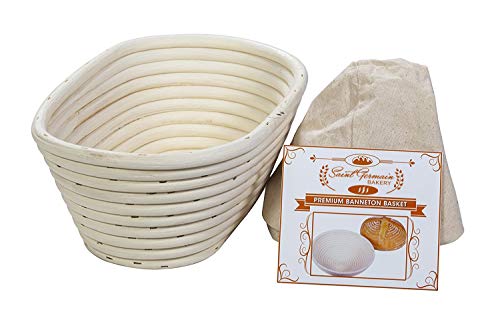 (10 x 6 x 4 inch) Premium Oval Banneton Basket with Liner  Perfect Brotform Proofing Basket for Making Beautiful Bread