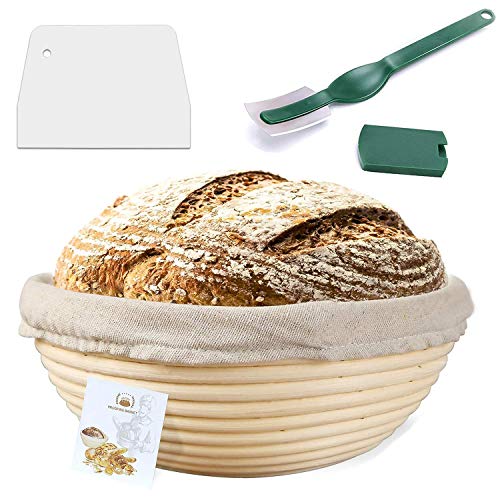 9 Inch Proofing BasketWERTIOO Banneton Bread Proofing Basket  Bread Lame Dough Scraper Linen Liner Cloth Sourdough Bread Baking Supplies