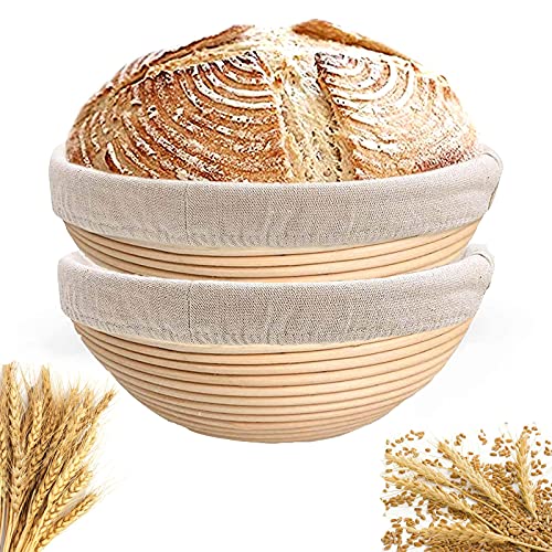 Bread Banneton Proofing Basket 9inch Round Sourdough Proofing Basket for Artisan Bread Making for Professional and Home Bakers Set of 2