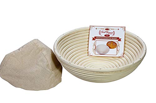 Saint Germain Bakery Premium Round Bread Banneton Basket with Liner  Perfect Brotform Proofing Basket for Making Beautiful Bread (10 inch)