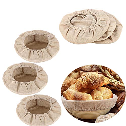 6 Pack 10 Inch Round Bread Proofing Basket Cloth Liner Sourdough Banneton Proofing Baskets Cloth Natural Rattan Baking Dough Basket Cover for Dough Rising Baking