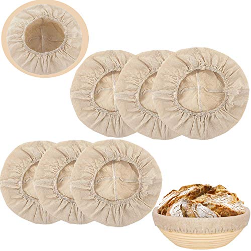 6 Pack 9 Round Bread Proofing Basket Cloth Liner Natural Rattan Banneton Proofing Cloth for Professional  Home Baking Accessories Tools (6 PCS)