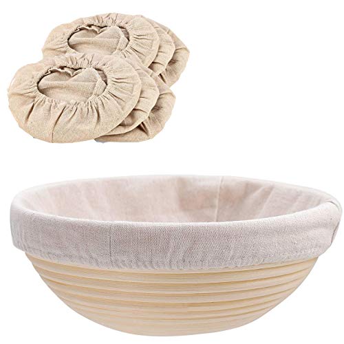 6 Packs Round Bread Proofing Basket Cloth Liner Rattan Baking Dough Basket Cover Natural Rattan Banneton Proofing Cloth(10 Inch)