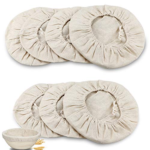 7 Packs 9 Inch Round Bread Proofing Basket Cloth Liner Banneton Sourdough Bread Proofing Natural Rattan Baking Dough Basket Cover for Home BakingProfessional Baking Supplies