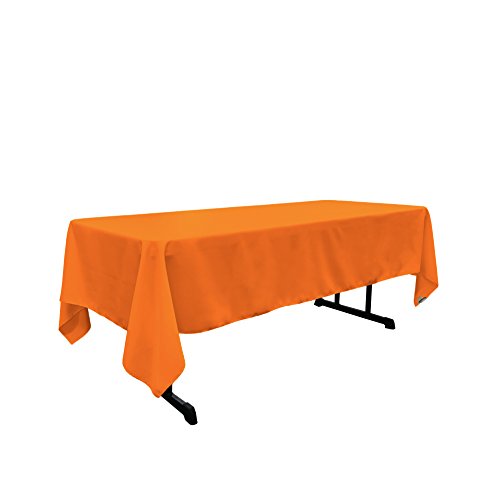 LA Linen Polyester Poplin Washable Rectangular Tablecloth Stain and Wrinkle Resistant Table Cover 60x108 Fabric Table Cloth for Dinning Kitchen Party Holiday 60 by 108Inch Orange