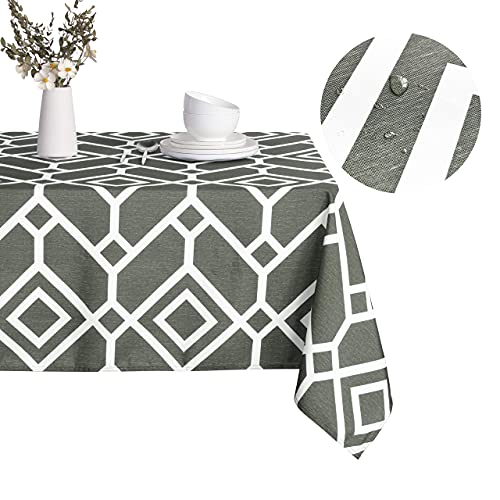LUSHVIDA Moroccan Rectangle Table Cloth 60 x 84 Grey  Washable Water Resistance Microfiber Tablecloth Decorative Fabric Table Cover for Picnic Banquet Party Kitchen Dining Room 150 GSM