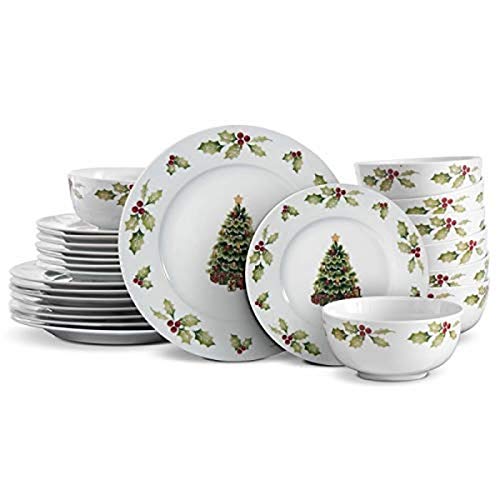 Pfaltzgraff Christmas Day Dinnerware Set Service For 8 White