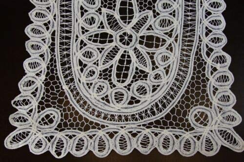Cotton Battenburg Lace Embroidery  Placemat Runner  Wedding Party Banquet ELGN9 (1pcs 16x45 White)