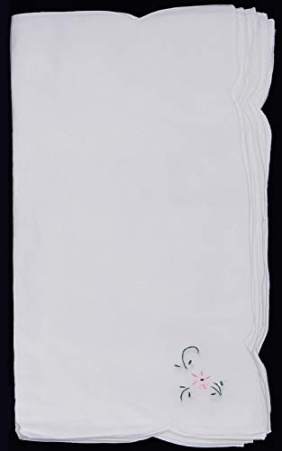 Creative Linens 8PCS Embroidered Napkins White 100 Cotton Set of 8 Pieces