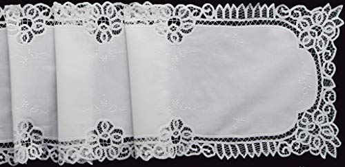 Creative Linens White Battenburg Lace Table Runner Dresser Scarf 16x70 Hand Embroidery 1PC