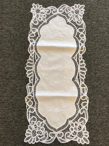 Embroidered Cotton Lace Battenburg Embroidery White Beige Placemat Table Runner (2 Pcs 14x20 Beige)