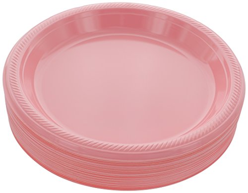 Amcrate Pink Disposable Plastic Party Plates 104  Ideal for Weddings Partys Birthdays Dinners Lunchs (Pack of 40)
