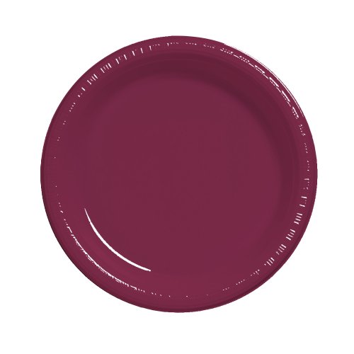 Creative Converting Burgundy Red Round Plastic Plates Party Supplies 7