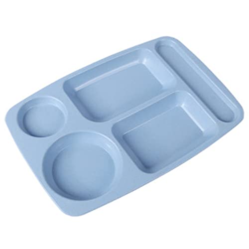ROCMAN CAYOE Divided Plates for Adults Wheat Straw Plastic Divided Plates School Lunch Trays Fast Food Trays  Cafeteria Trays with Compartments(Blue)