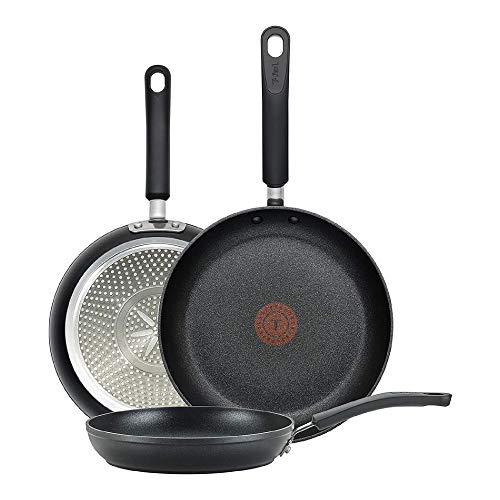 Tfal E938S3 Professional Total Nonstick ThermoSpot Heat Indicator Fry Pan Cookware Set 3Piece 8Inch 105Inch and 125Inch Black