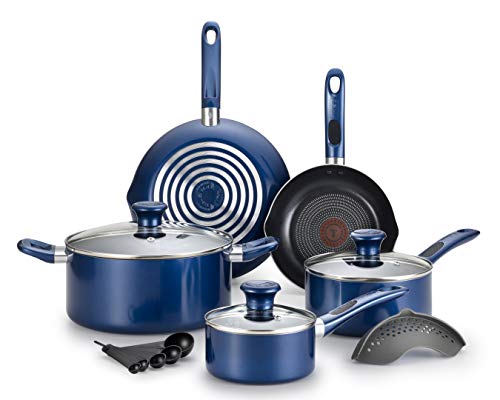 Tfal Excite ProGlide Nonstick ThermoSpot Heat Indicator Dishwasher Oven Safe Cookware Set 14Piece Blue