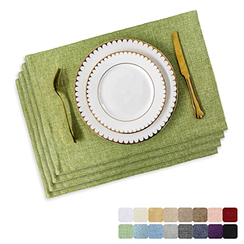 Home Brilliant Green Placemat Set of 4 Washable Place Mats Placemats Heat Resistant Sage Placemat for Dining Table Kitchen Table Mats Grass Green