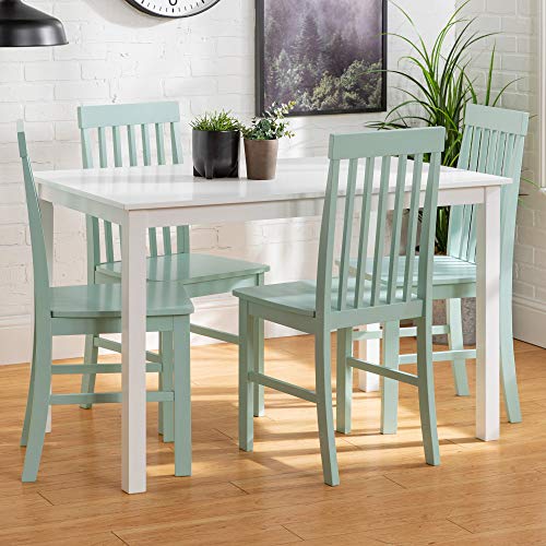 Walker Edison Modern Color Dining Room Table and Chair Set Small Space Living Kitchen Table Set Dining Chairs Set 48 Inch 4 Person White and Sage Green