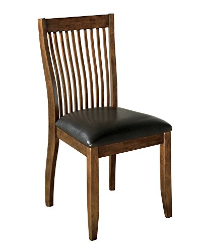 Signature Design by Ashley Stuman Traditional Faux Leather Comb Back Dining Chair 2 Count Brown