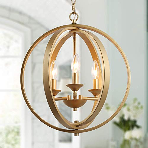 KSANA Gold Orb Chandelier Modern Globe 3 Light Fixture for Dining  Living Room Bedroom Foyer and Kitchen