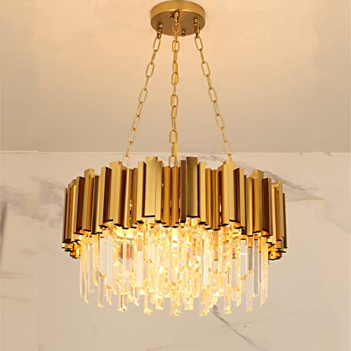 Modern Chandelier Crystal Chandelier Lighting 9 Lights Gold Chandelier Light Fixture Dining Room Chandeliers Living Room Bedroom Foyer Hallway Contemporary Chandelier with Light W22in