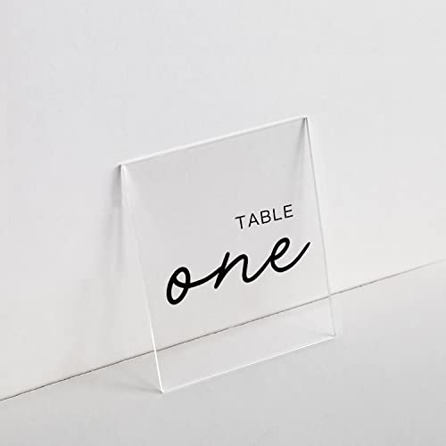 UNIQOOO 20 Pack Clear Blank Acrylic Sign  5x5 inch Square Table Number Signs  Wedding Signs  Perfect for Christmas Party and Dinners Reception Centerpiece Decoration Event  Base NOT Included