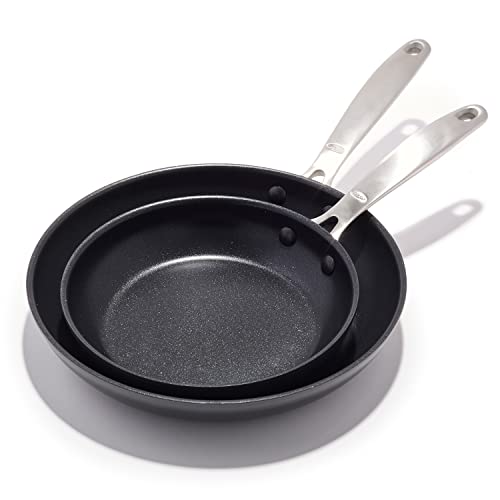 OXO Good Grips Pro Hard Anodized PFOAFree Nonstick 8 and 10 Frying Pan Skillet Set Stainless Steel Handle Dishwasher Safe Oven Safe Black