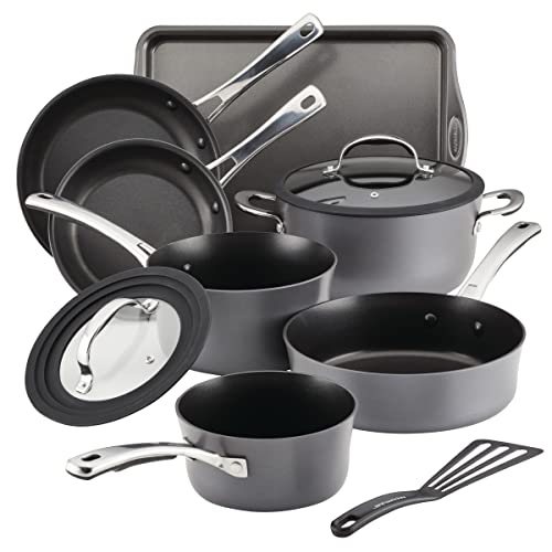 Rachael Ray Cook  Create Hard Anodized Nonstick Cookware  Pots and Pan Set 10 Piece  Black